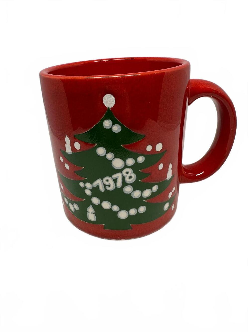Vintage 1978 Home-Spun Christmas Tree Mug Red
